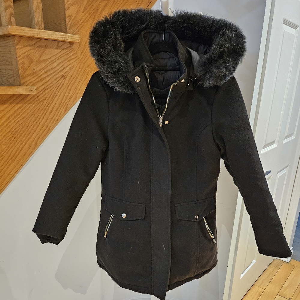 Womens black reversible coat